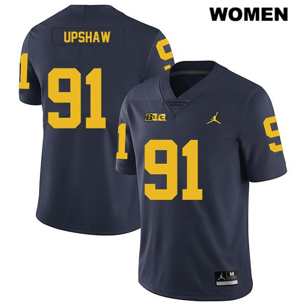 Women's NCAA Michigan Wolverines Taylor Upshaw #91 Navy Jordan Brand Authentic Stitched Legend Football College Jersey TQ25E52IJ